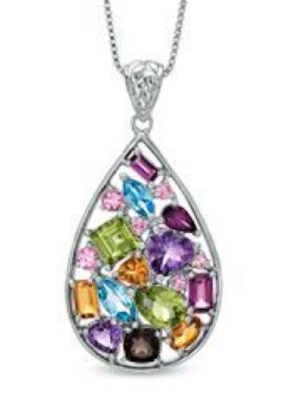 Beautiful silver and multi-color gems pendant from People's Jewelers